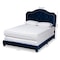 Baxton Studio Samantha Navy Blue Velvet Upholstered Queen Size Button Tufted Bed 160-9839 - alternate 2